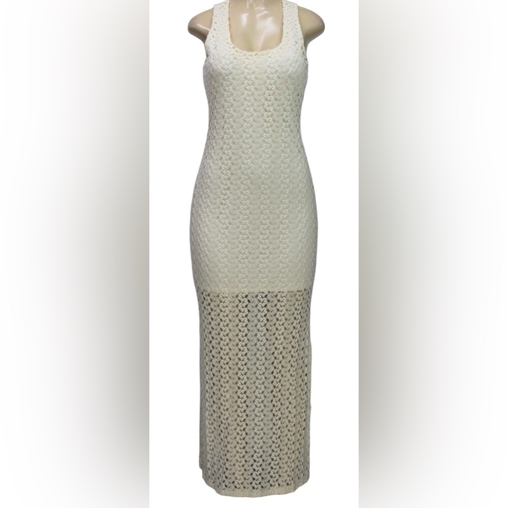American Rag Cie Women's Crocheted Maxi Dress Ivory  Size M